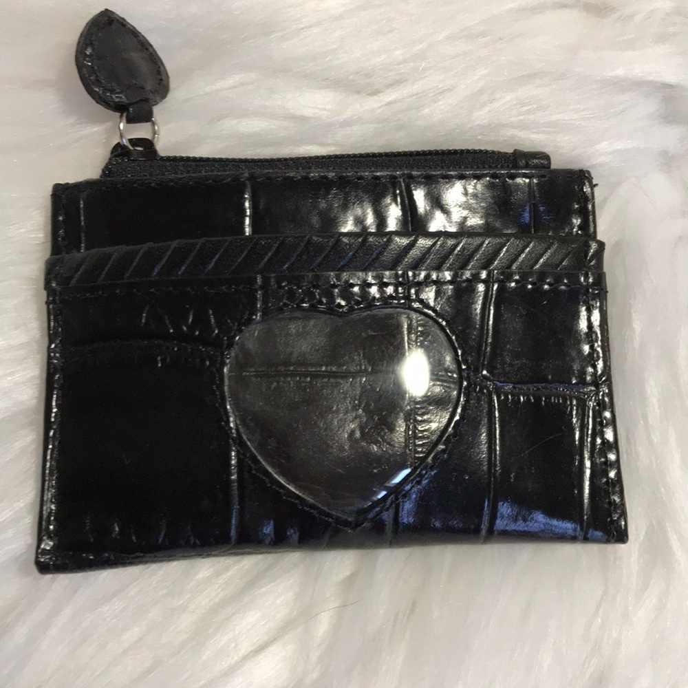 Brighton Black Leather Croc Coin Pouch